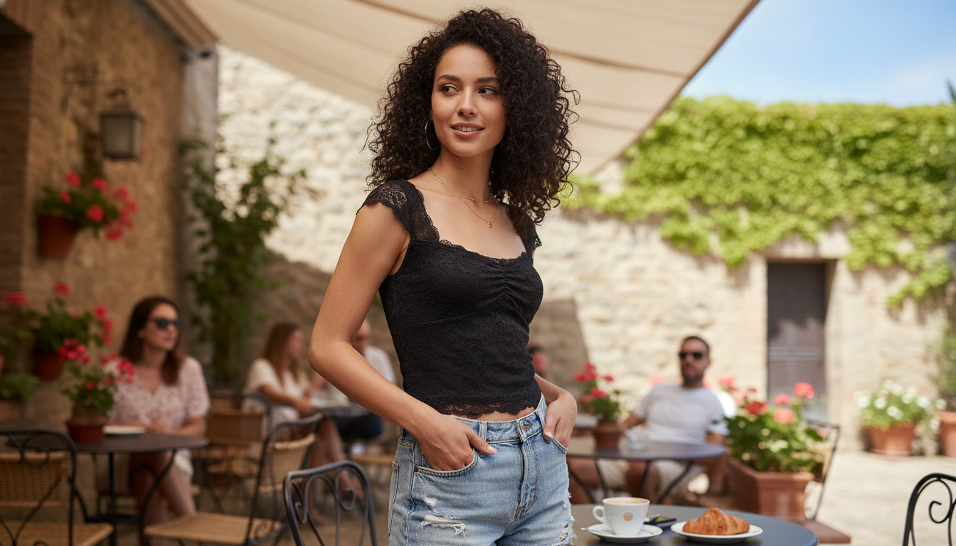 Slim Fit Lace Cap Sleeve Summer Tee: Styling & Fit